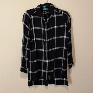 Button Down Black and White Plaid